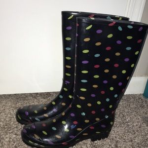 Polka dot rain boots